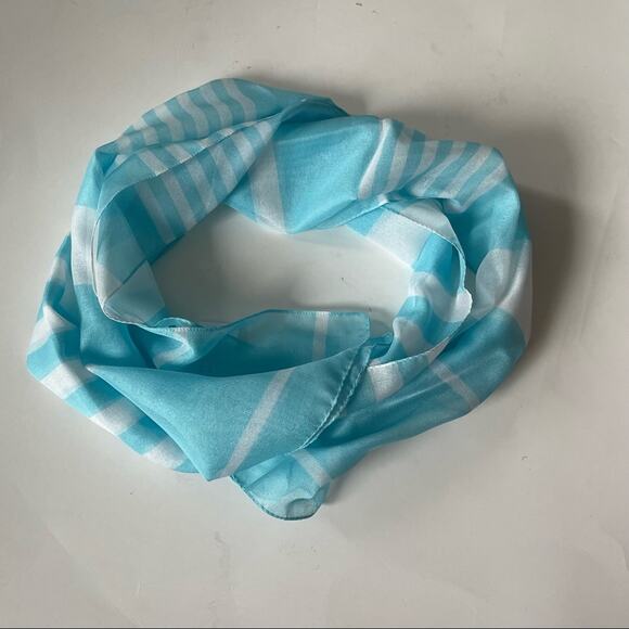Lightweight Summer Scarf Stripe Light Blue White Made in Italy EUC - Picture 6 of 8